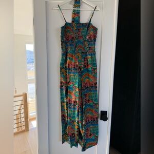 Cleobella Teal Multicolor Printed Jumpsuit